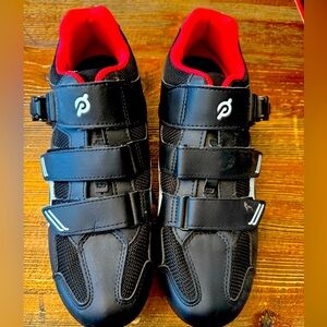 Black Peloton Cycling Shoes with Red Interior